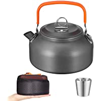Awroutdoor Tetera portátil- Hervidor de Agua para Acampar al aire Libre- Tetera Cafetera Outdoor Kettle de Aluminio para…